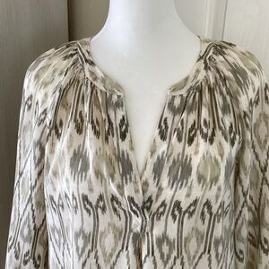 Joie Cream tan olive Bohemian Tunic Top Sz Xs
